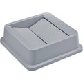 Global Equipment Square Plastic Trash Container Swing Lid - 35   55 Gallon Gray XDL-130-3